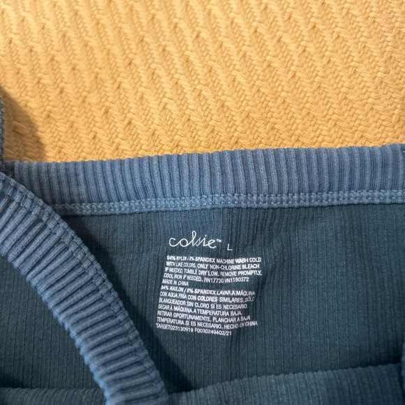 Colsie Teal Ribbed Tank Top - Picture 2 of 2